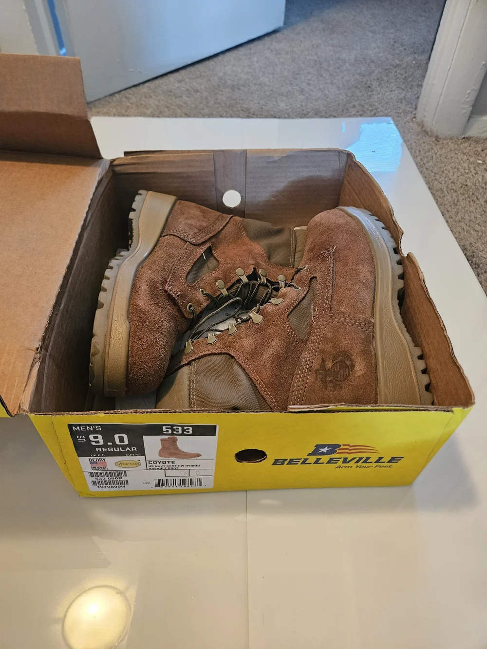 Belleville Men's Brown Suede Lace-Up Work Boots